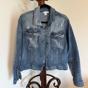 Lane Bryant Distressed Blue Denim Jacket